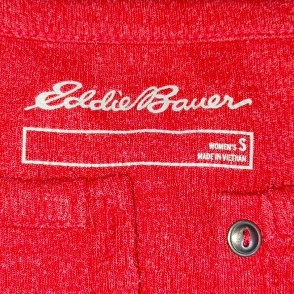 Eddie Bauer SM Red Thermal Top Blouse Shirt Waffle Snowflake Nordic Small S - Picture 2 of 4